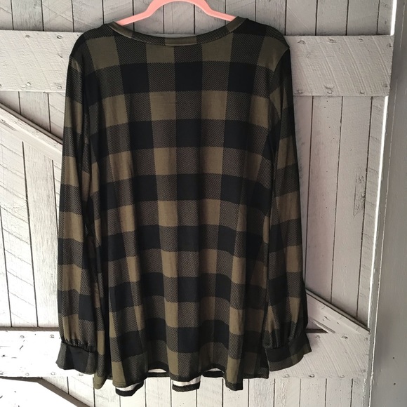 Boutique Olive Buffalo Plaid Hacci Knit Top - Picture 8 of 8